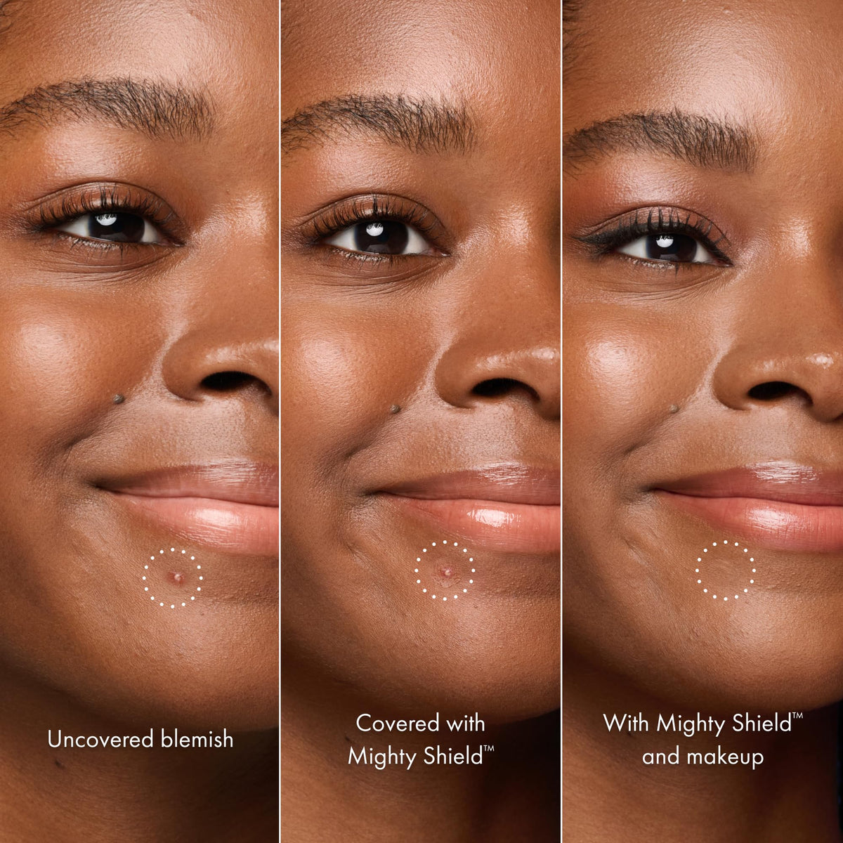 HERO COSMETICS patch under foundation demonstrating compatibility with makeup