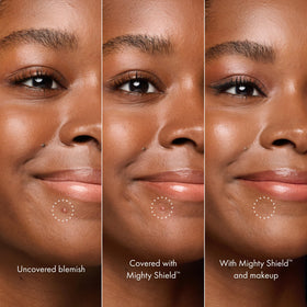 HERO COSMETICS patch under foundation demonstrating compatibility with makeup
