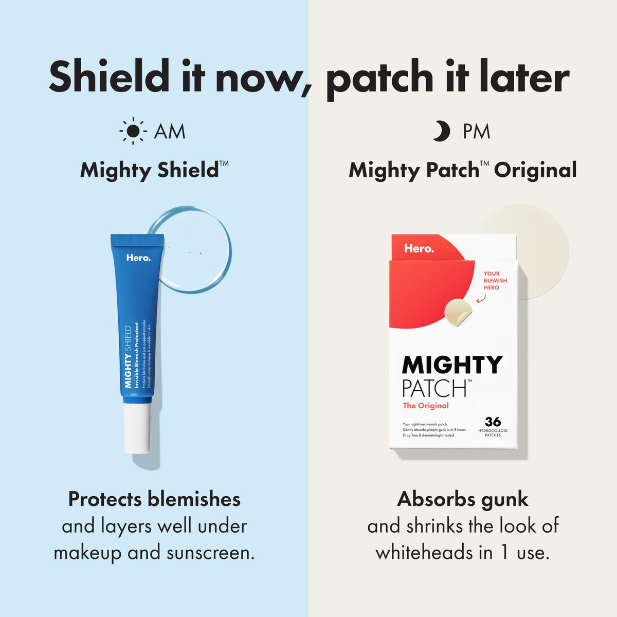 HERO COSMETICS in a cosmetic bag ready for on-the-go blemish defense