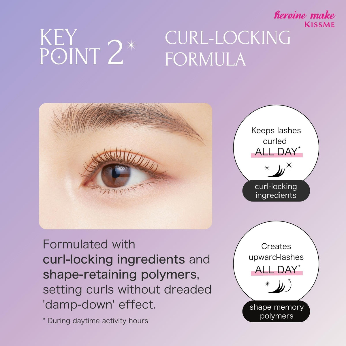 Heroine Make before and after lashes showing visible lengthening and fullness