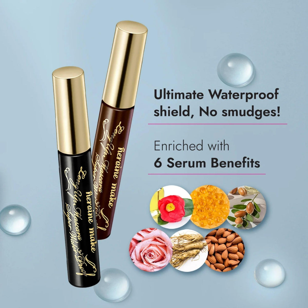 Heroine Make before and after lashes showing added length and volume
