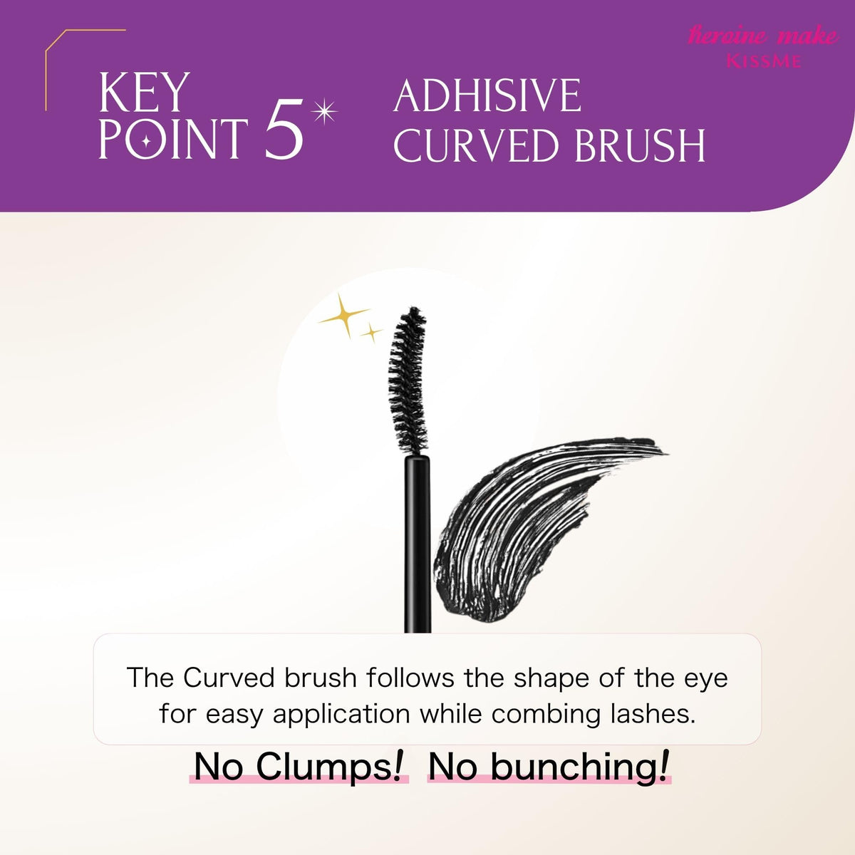 Heroine Make ingredients label featuring oils and extracts that condition lashes