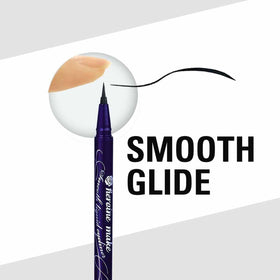 Heroine Make ink swatch on skin demonstrating intense waterproof black