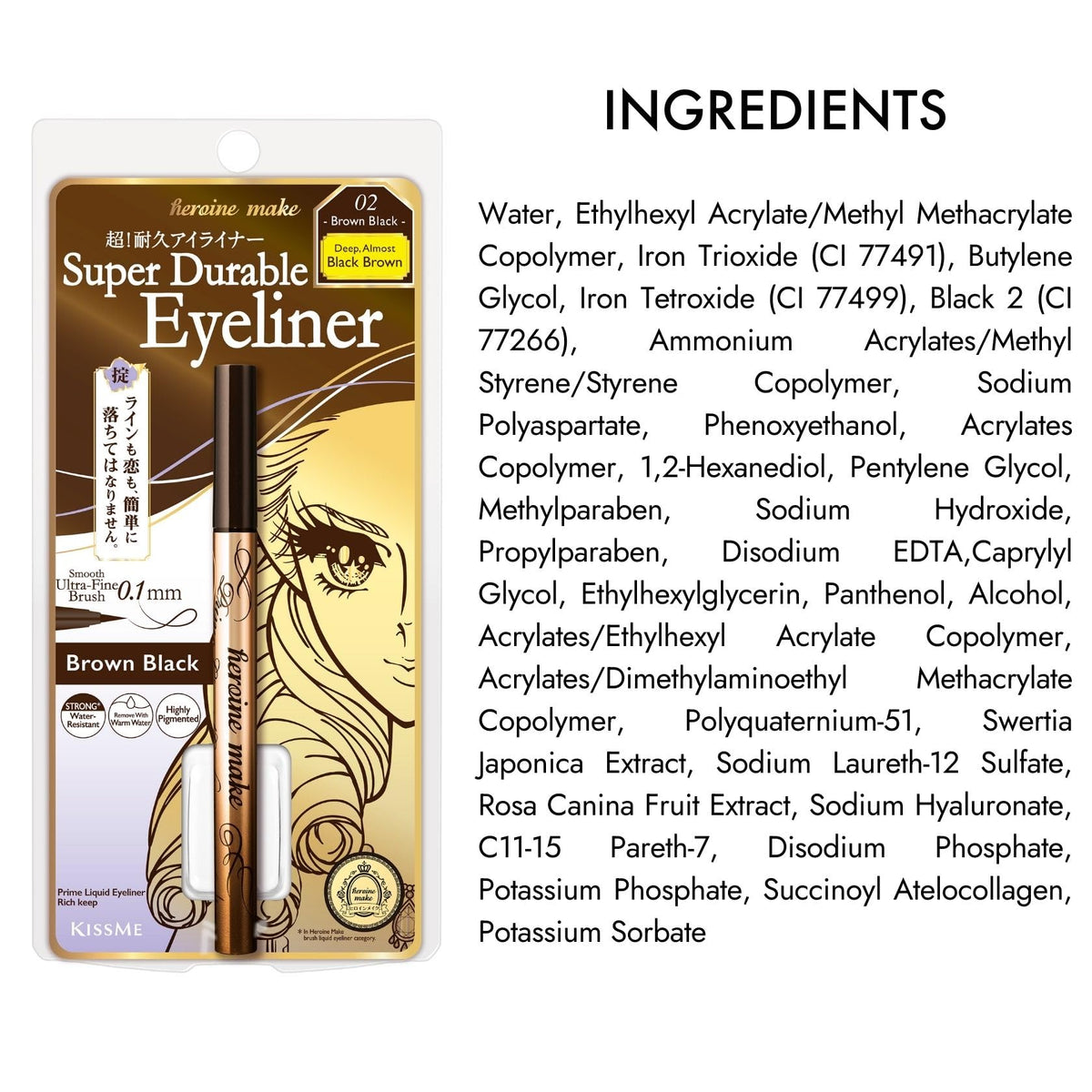 Heroine Make eyeliner removal with warm water showing gentle cleansing