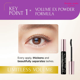 Heroine Make swiped mascara stroke on white showing rich black pigment and smooth finish