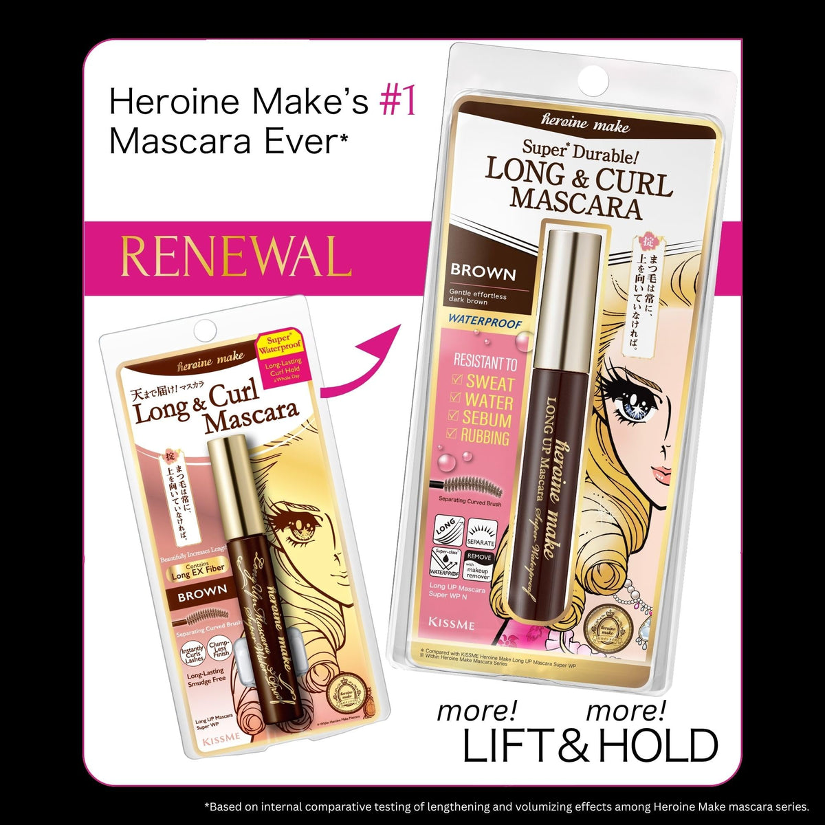 Heroine Make wand close-up highlighting precise bristles and even coating