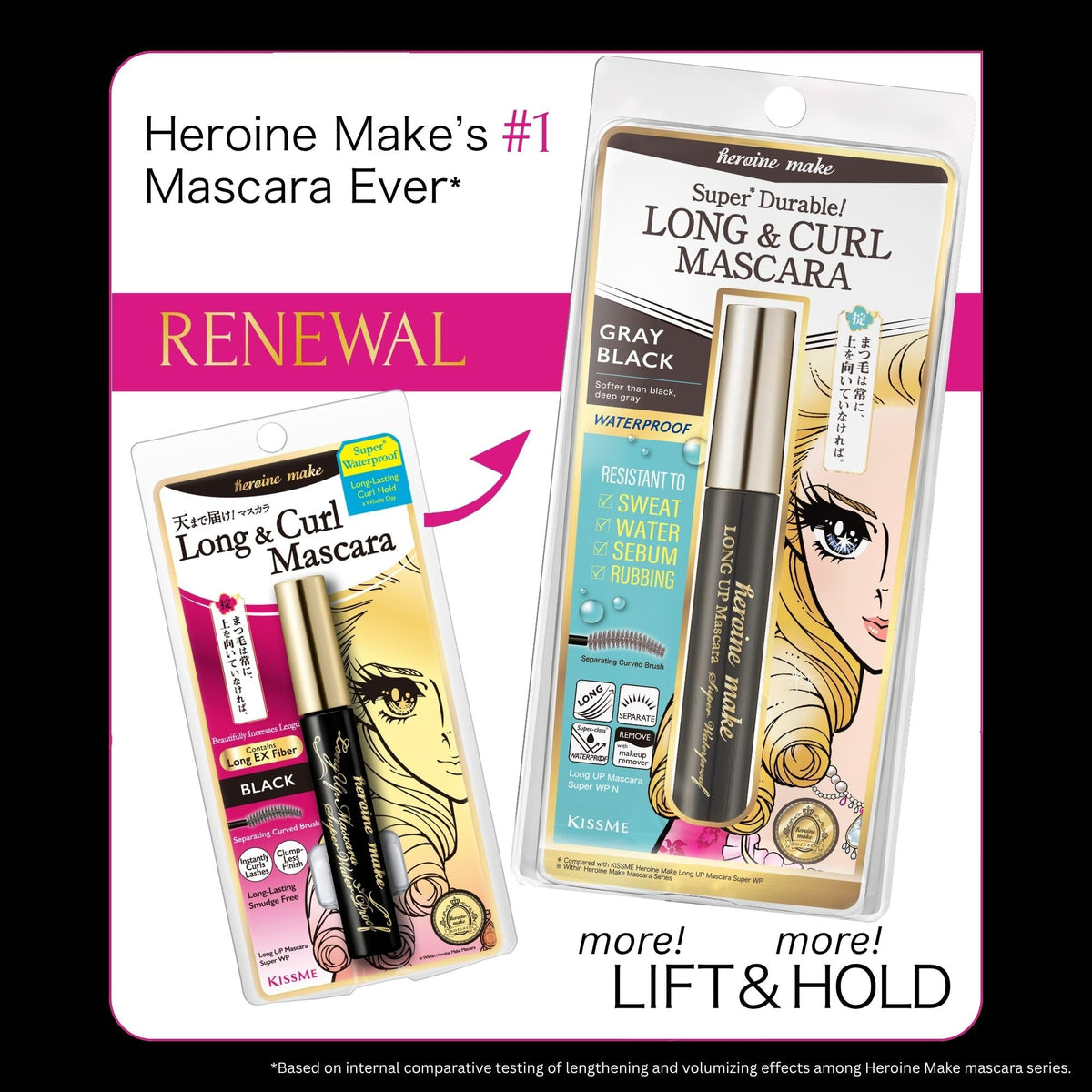 Heroine Make wand bristles demonstrating even application and separation