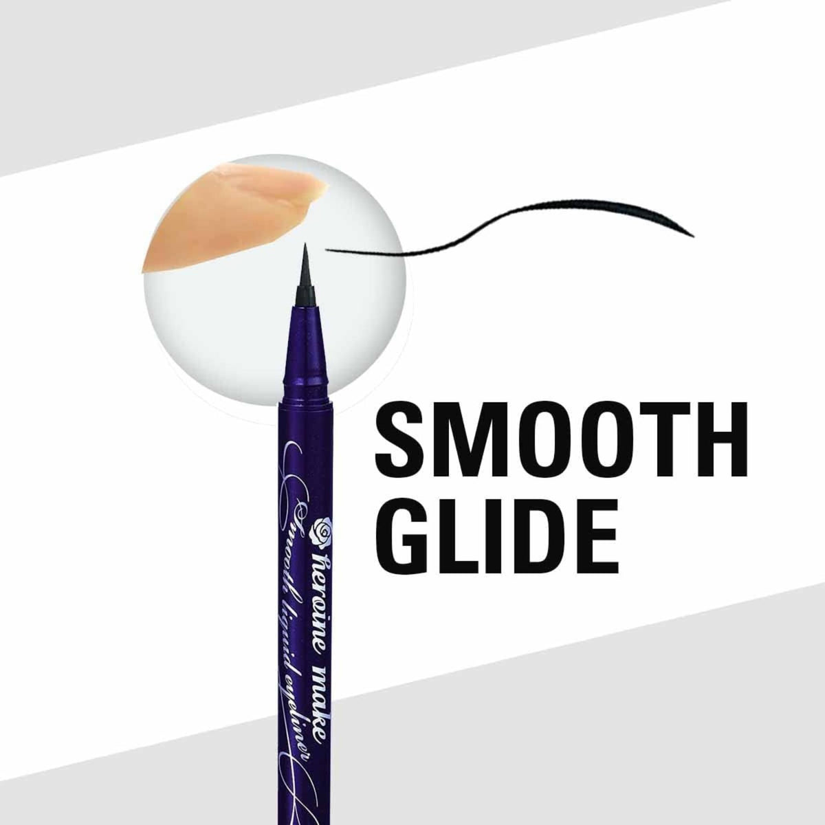 Heroine Make ink stroke on skin showing smooth buildable black color