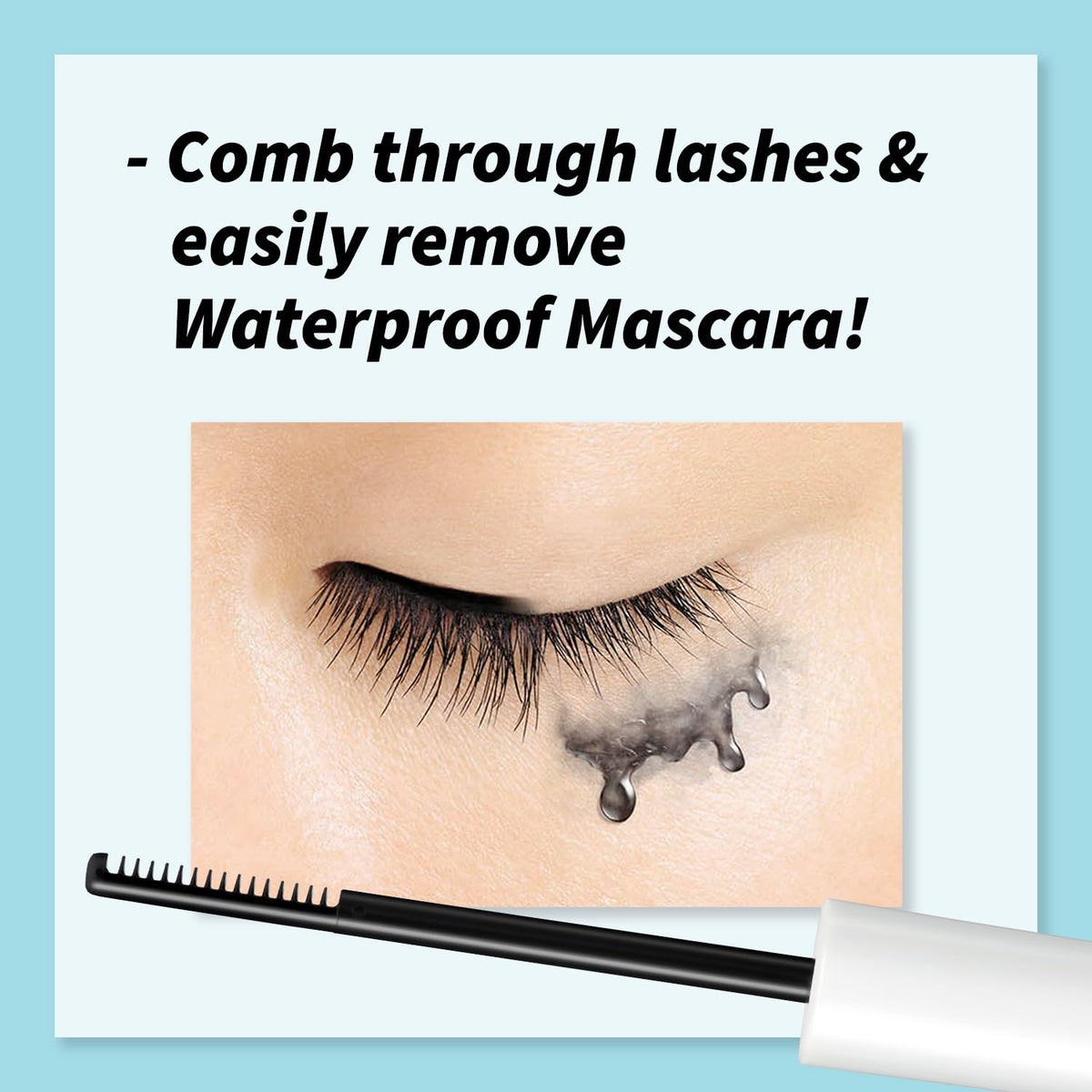 Heroine Make mascara on model eyes, dramatic volume and separation benefit