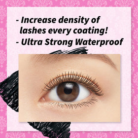 Heroine Make texture swiped on white, smooth film-forming mascara finish