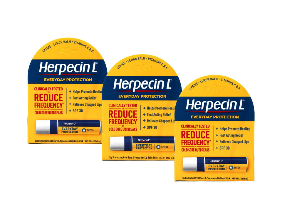 Herpecin-L front packaging showing SPF 30 protection and medicated benefit