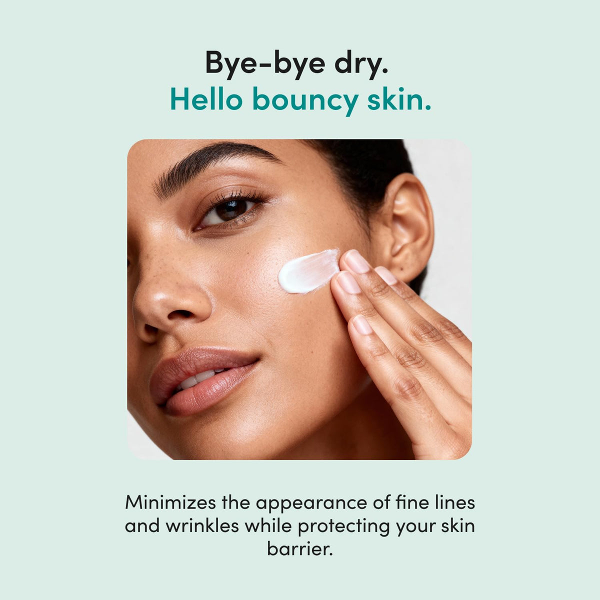 hers hydrobounce applied on hand showing quick absorption and non-greasy finish