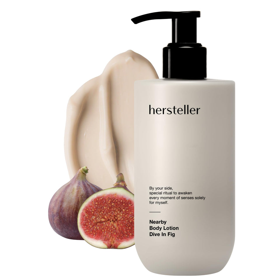 Hersteller front packaging showing fig lotion and eco-friendly benefit