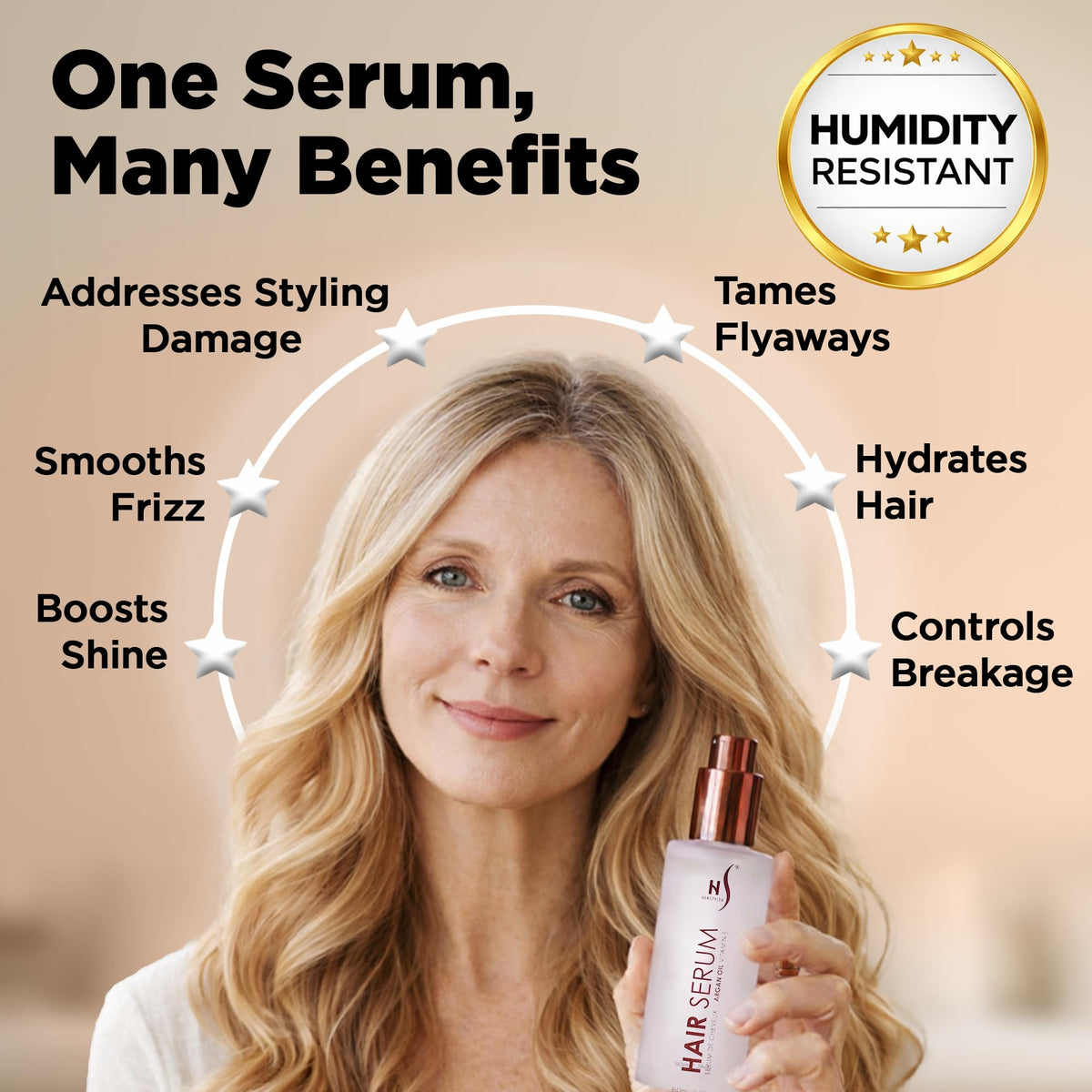 HerStyler before and after image demonstrating frizz control effect