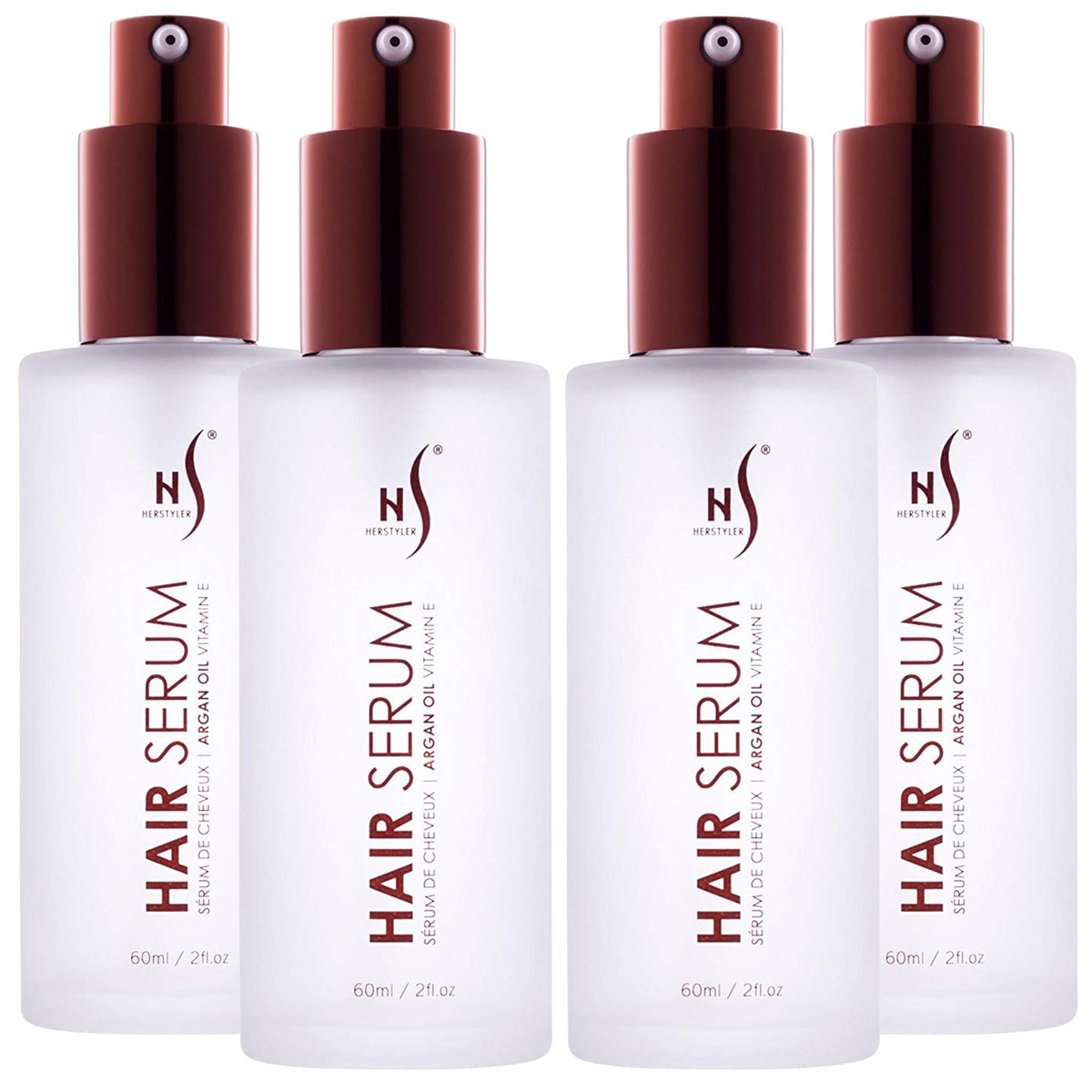 HerStyler front packaging showing argan serum and benefits