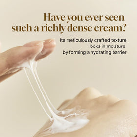 HEVEBLUE applying cream to hand demonstrating gentle absorption