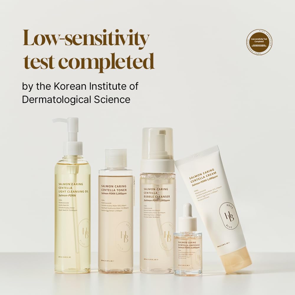 HEVEBLUE clinical test certificate flatlay emphasizing low-irritation, tested benefit
