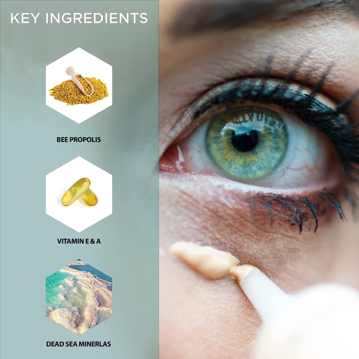 Hey Honey split-face before and after illustrating redness and spot camouflage