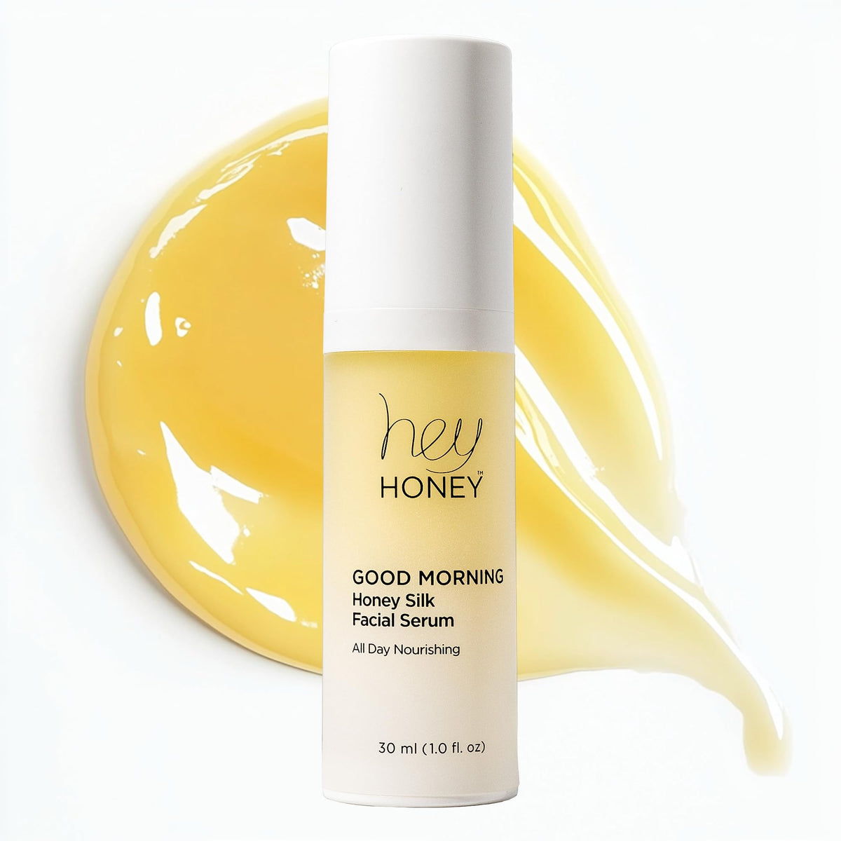 Hey Honey bottle front view showing clean label and compact design benefits easy identification