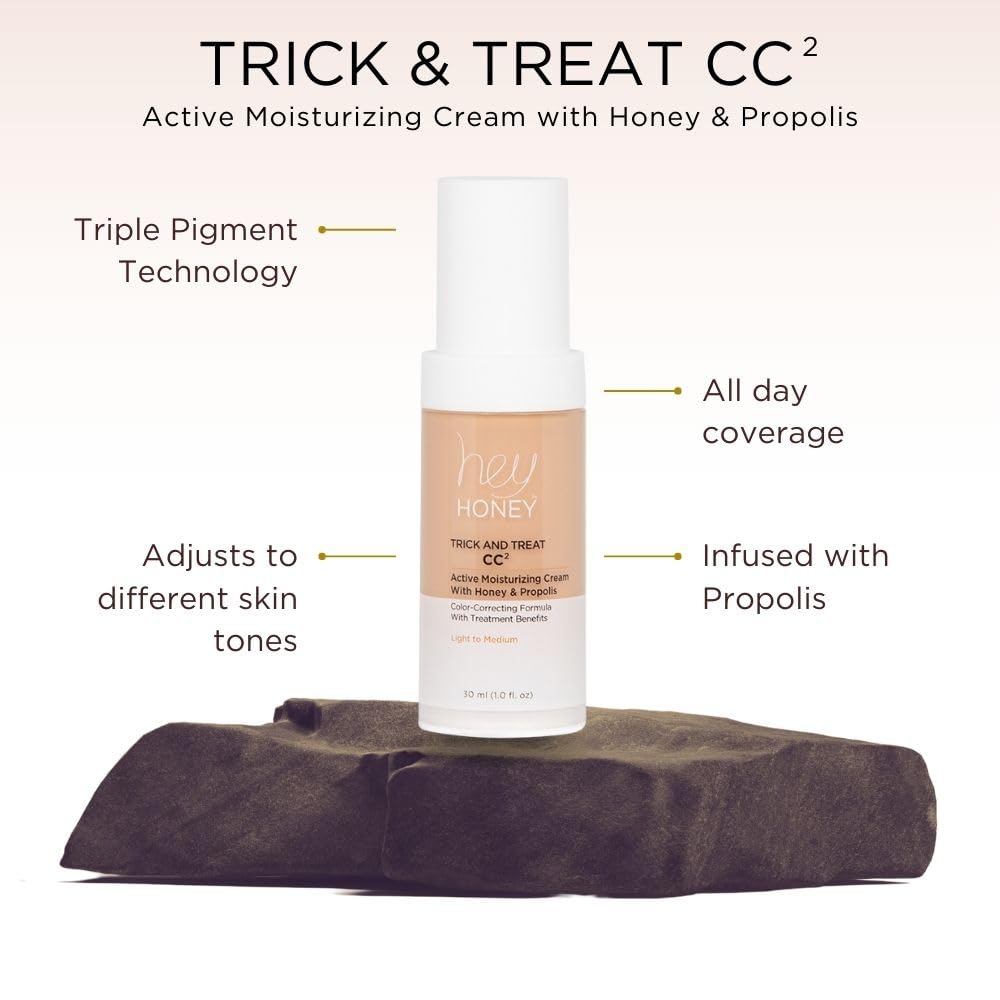 Hey Honey CC cream applied on hand to show buildable coverage benefits