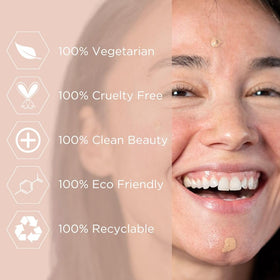 Hey Honey half-face before and after showing redness reduction and even tone