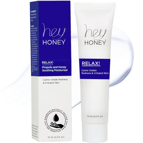 Hey Honey front jar view showing calming rosacea relief cream for sensitive skin