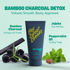 HEY SWEET CHEEKS bamboo charcoal powder detail highlighting deep detox benefit