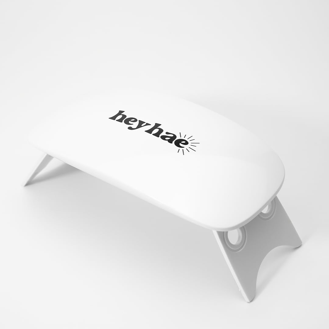 heyhae front view compact LED lamp showing controls and port for travel-ready convenience