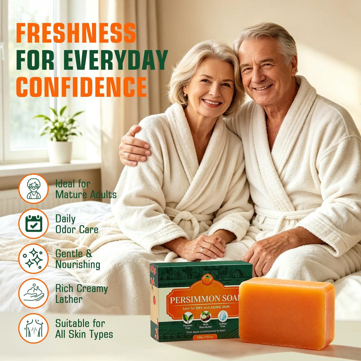 Ingredients label of Hgkvnul persimmon soap emphasizing shea butter hydration