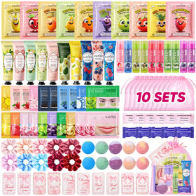 HHXI front packaging of 100-piece spa party kit showing included items and benefit of ready-made favors