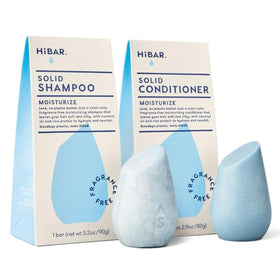 HiBAR front packaging showing fragrance-free moisturizing bars and plastic-free benefit
