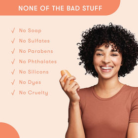 HIBAR bar producing suds on hair in shower for root lift benefit