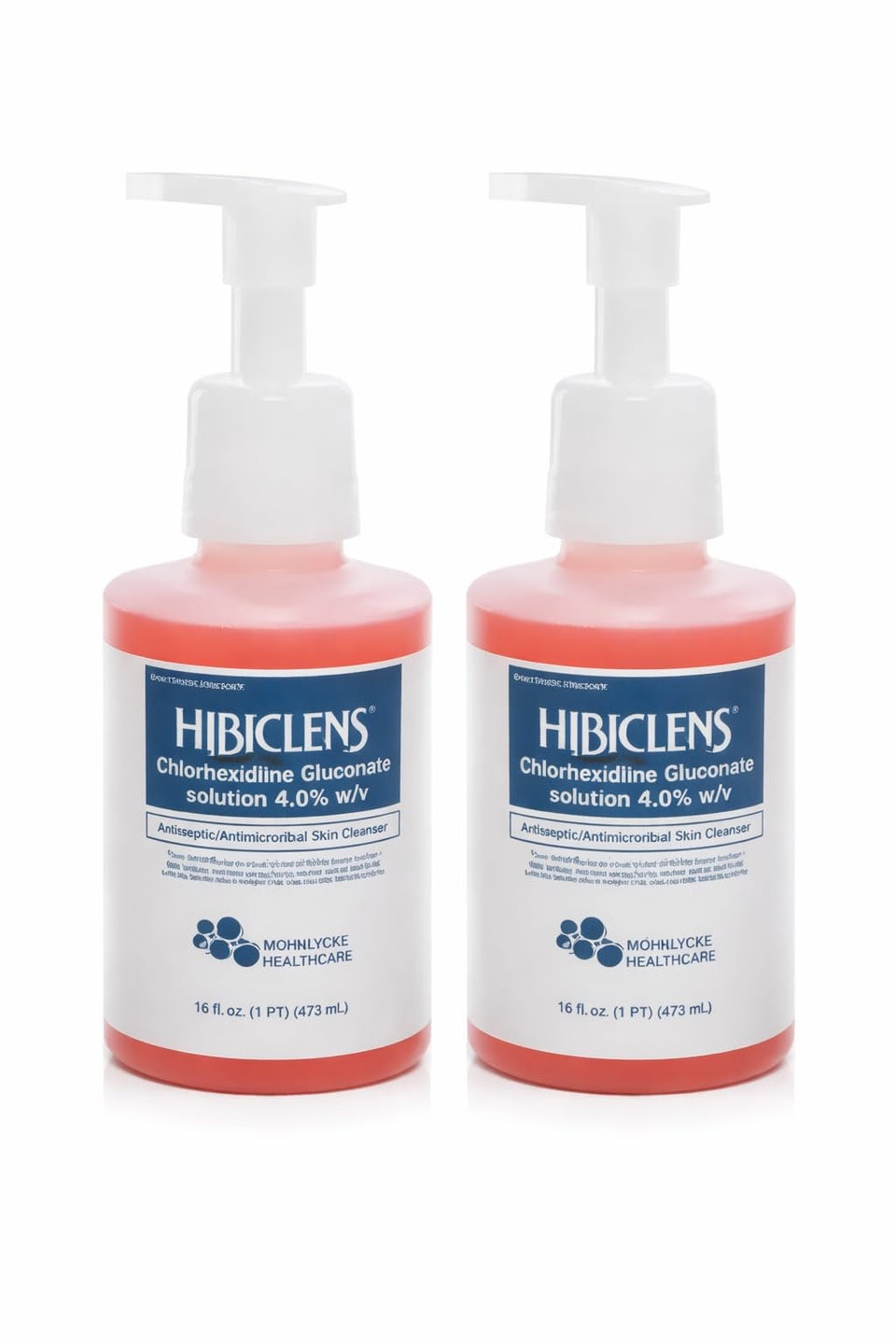 Hibiclens bottle front view with foaming pump showing easy dispensing benefit