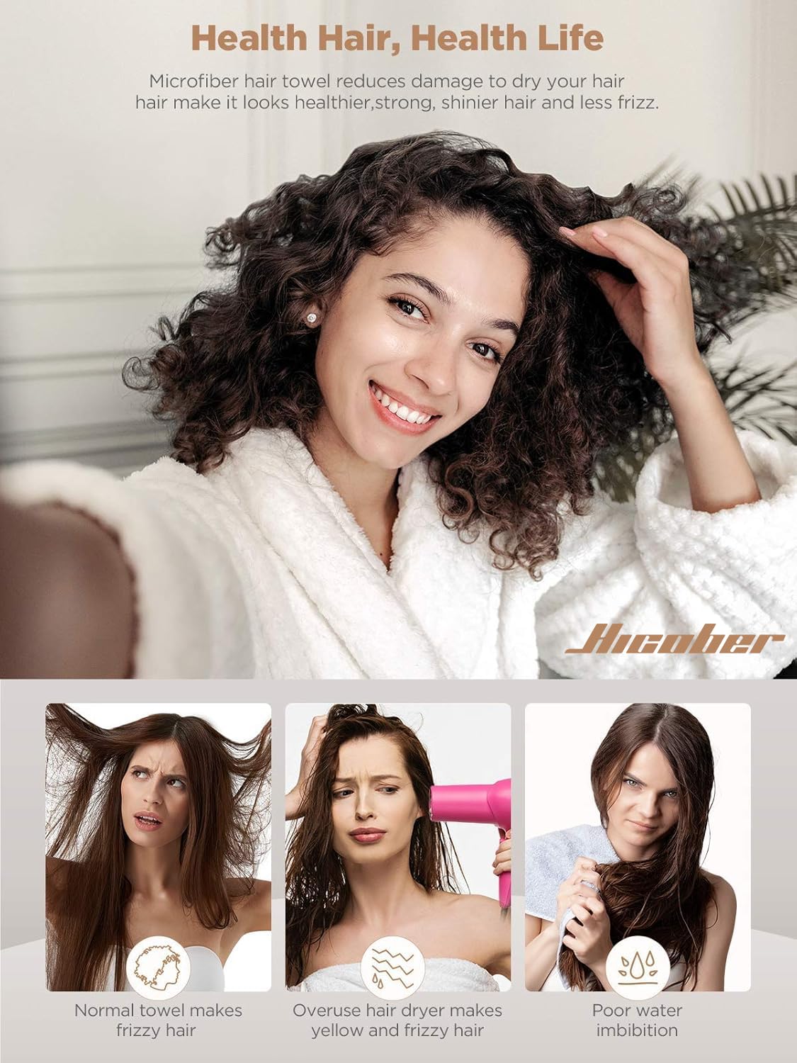 Hicober close-up microfiber texture highlighting fast water absorption benefit