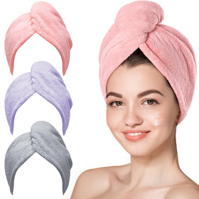 Hicober three-pack turbans front view shows compact set and fast-dry benefit
