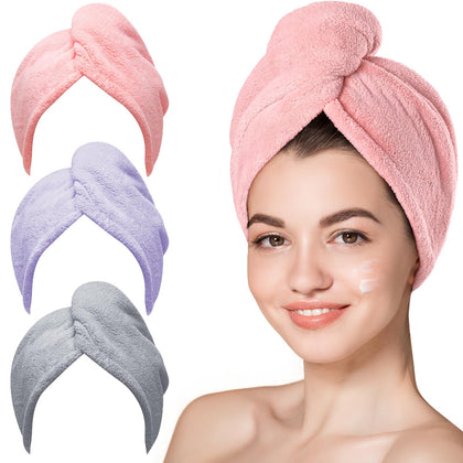 Hicober three-pack turbans front view shows compact set and fast-dry benefit