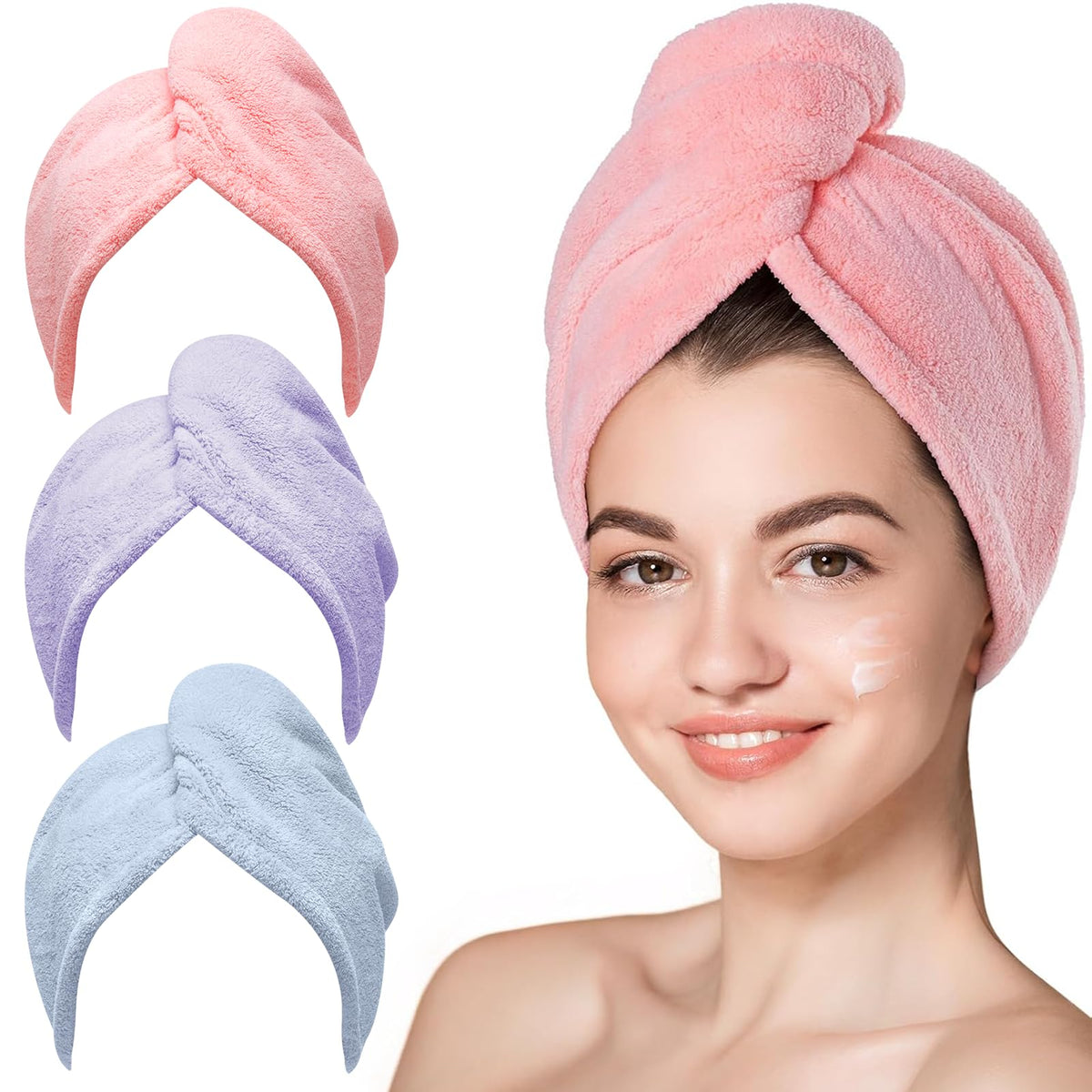 Hicober front view of three colorful turbans showing lightweight pack benefit