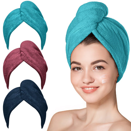 Hicober front pack view showing three colored turbans and compact packaging benefit