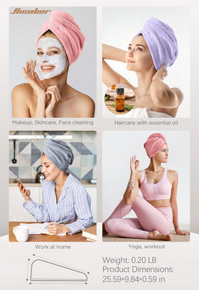 Hicober purple turban displayed to show color and reduced-frizz benefit