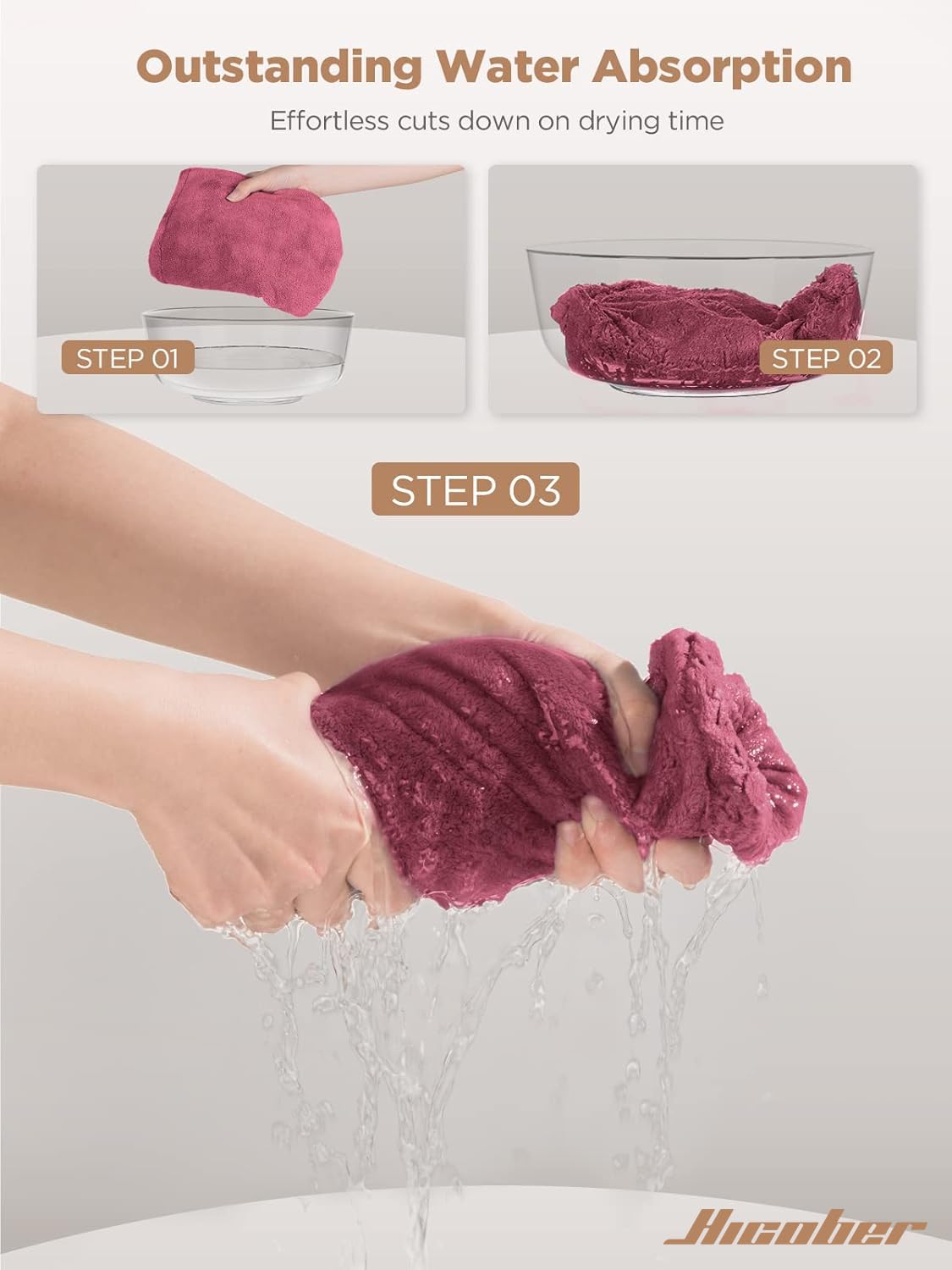 Hicober size comparison with hand showing coverage for long hair benefit
