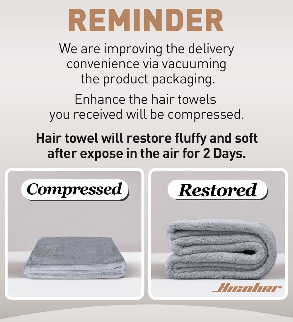 Hicober towel absorbing water from wet hair to speed up drying time