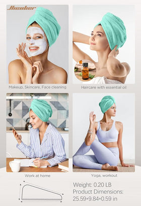 Hicober turban worn on straight hair demonstrating gentle drying without heat