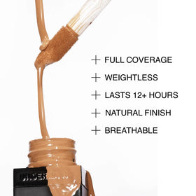 HIDE concealer 0.5 fl oz with scale illustrating compact travel-friendly benefit