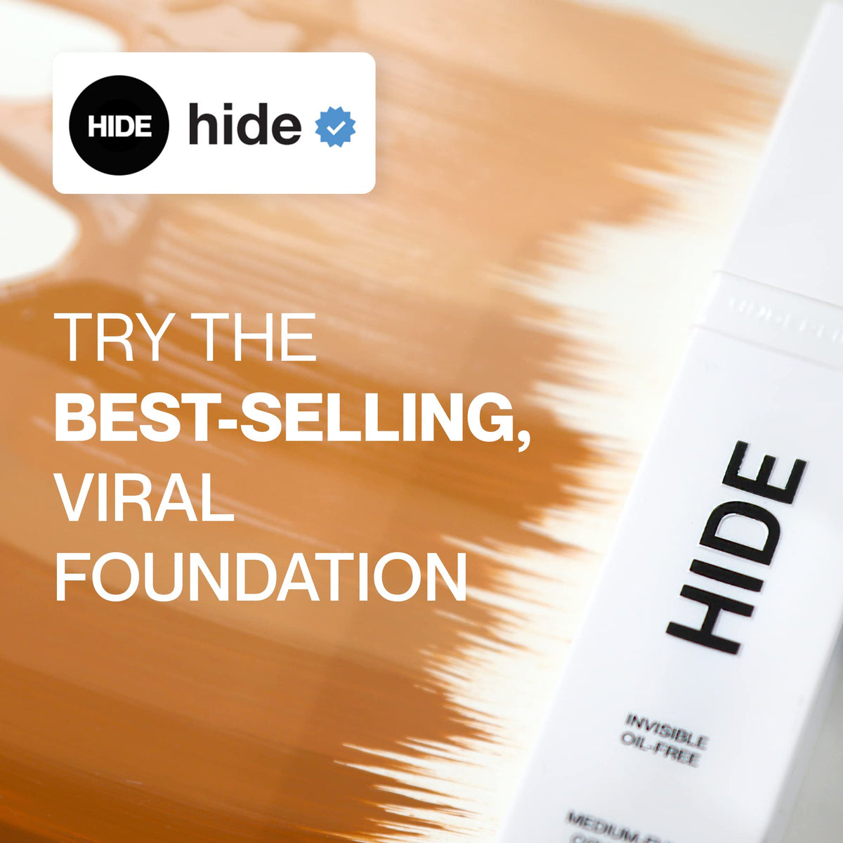 Hide foundation texture close-up drop showing smooth blendability and hydration