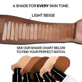 Hide foundation on vanity with brushes illustrating everyday makeup routine ease