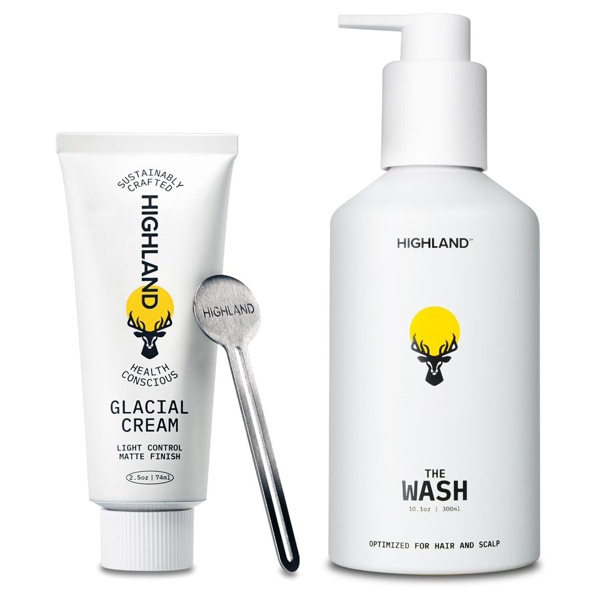 Highland front packaging showing bundle and clean styling benefit