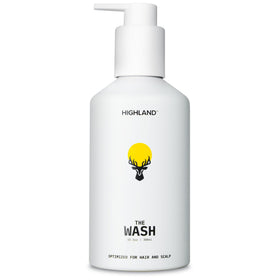 Highland bottle front view showing pump and clear labeling for easy identification