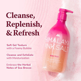 HIMALAYA PINKSALT in-shower use demonstrating exfoliating action and hydrating finish