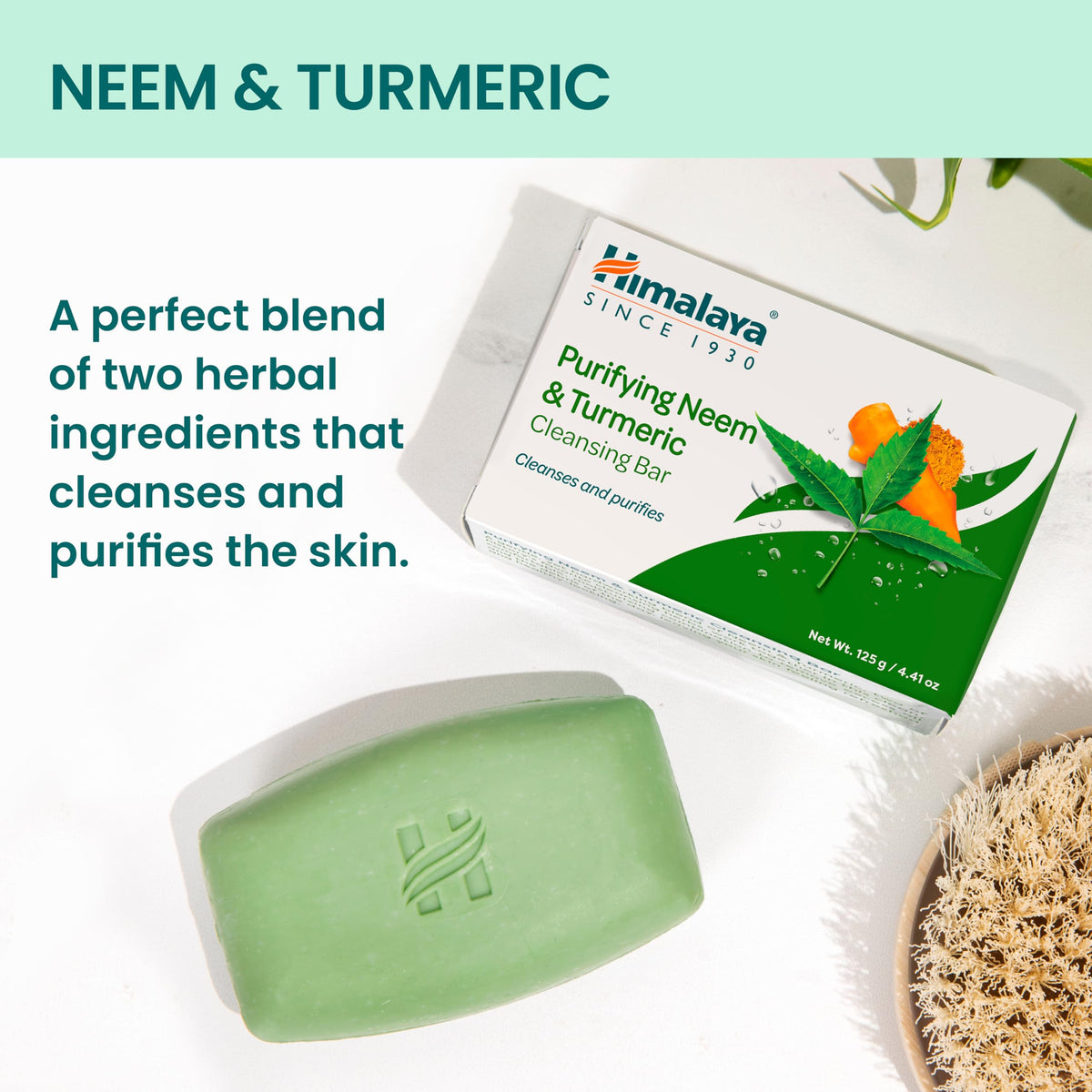 Himalaya cleansing bar beside coin to show compact travel-friendly size