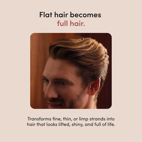 hims conditioner held in hand to show 6.4 fl oz scale and travel-friendly size